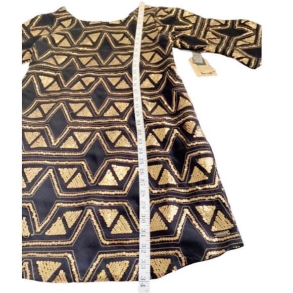 Billabong Designer’s Closet Large Black & Gold Sequin Fete Setter Dress - Picture 8 of 12